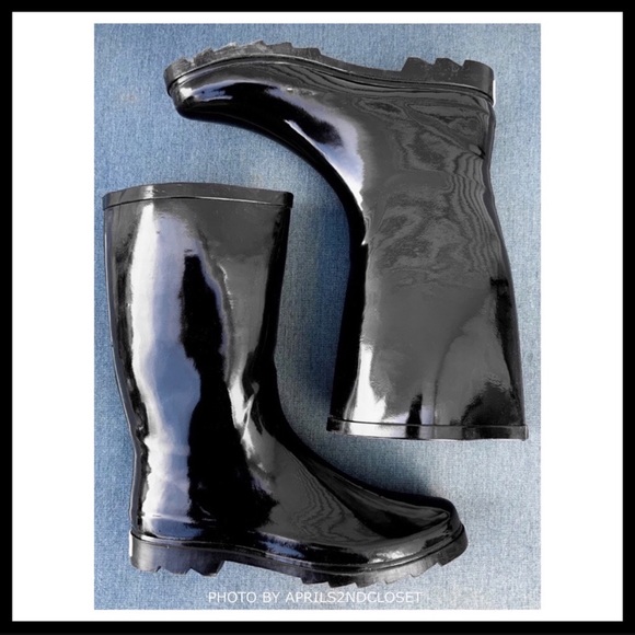 BLACK TALL GLOSSY RAIN BOOTS A2C - Picture 5 of 8